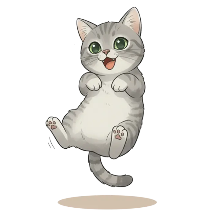 Portrait du chat Blue en plein saut.