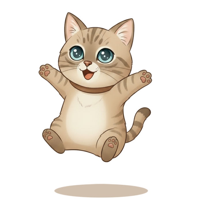 Portrait du chat Popeye en plein saut.