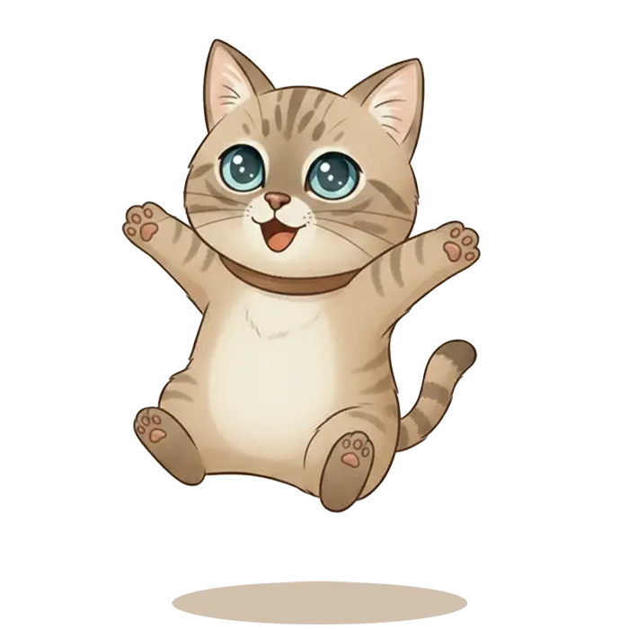 Portrait du chat Popeye en plein saut.