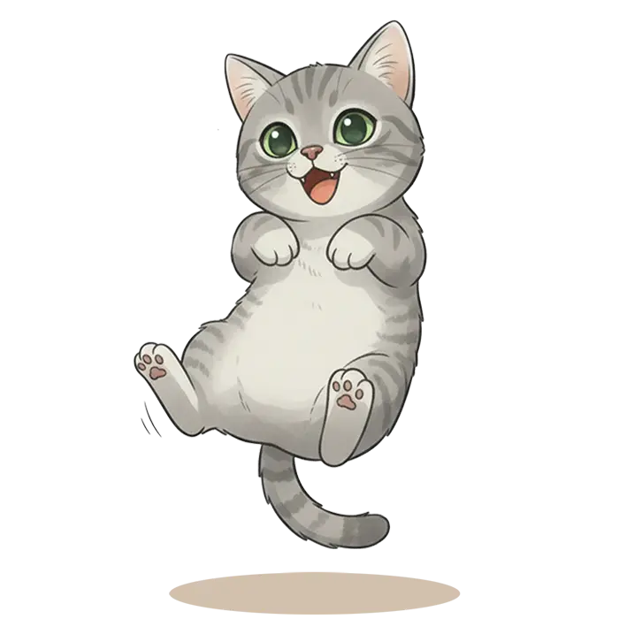 Portrait du chat Blue en plein saut.