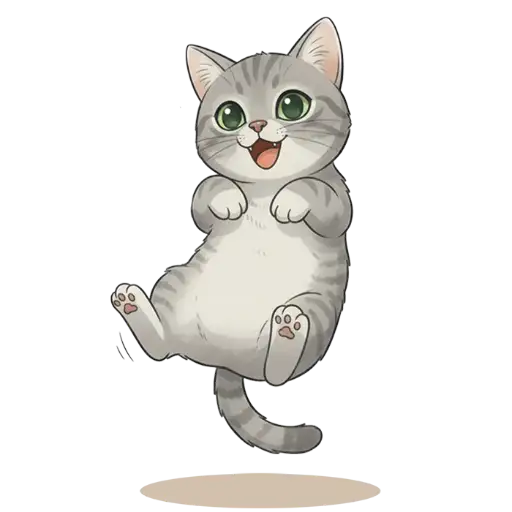 Portrait du chat Blue en plein saut.