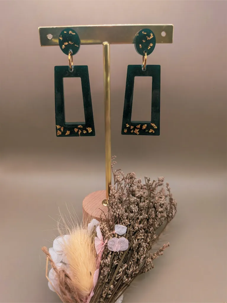 Boucle d'oreille - Sylve dorée (Trapèze, Puce d'oreille)